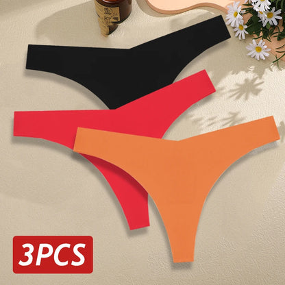 Seamless Thong Set for Women - Breathable V Waist G-String Panties in Solid Colors - ZOOMNSTORE