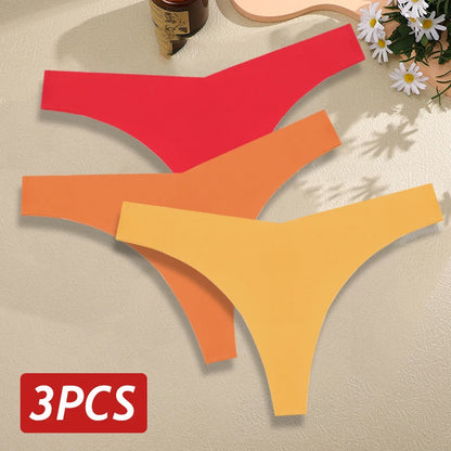 Seamless Thong Set for Women - Breathable V Waist G-String Panties in Solid Colors - ZOOMNSTORE