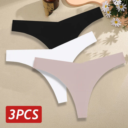 Seamless Thong Set for Women - Breathable V Waist G-String Panties in Solid Colors - ZOOMNSTORE