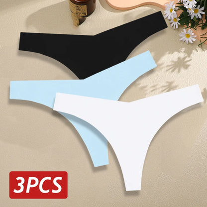 Seamless Thong Set for Women - Breathable V Waist G-String Panties in Solid Colors - ZOOMNSTORE