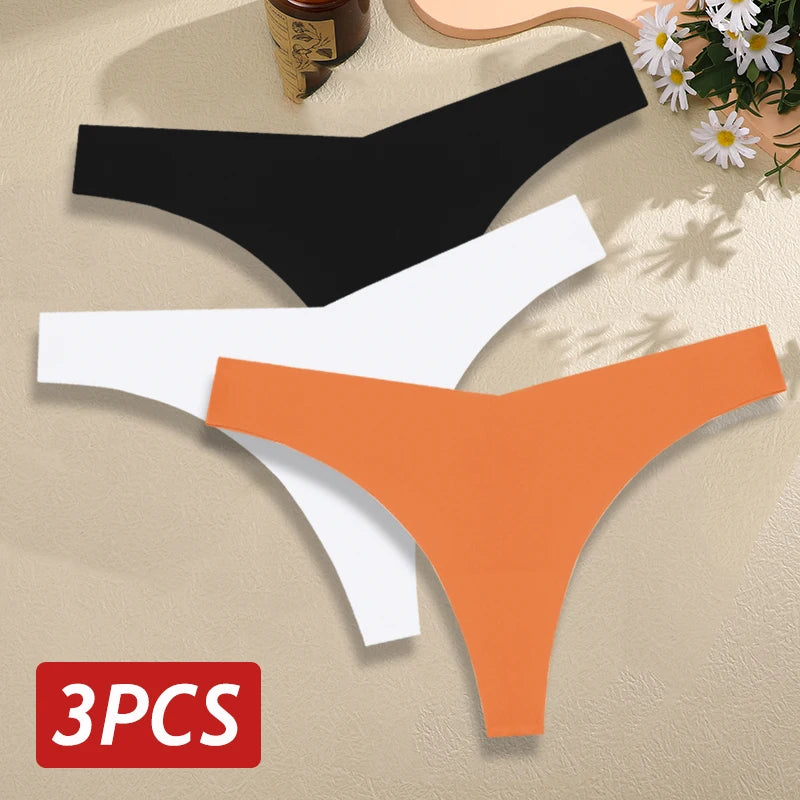 Seamless Thong Set for Women - Breathable V Waist G-String Panties in Solid Colors - ZOOMNSTORE