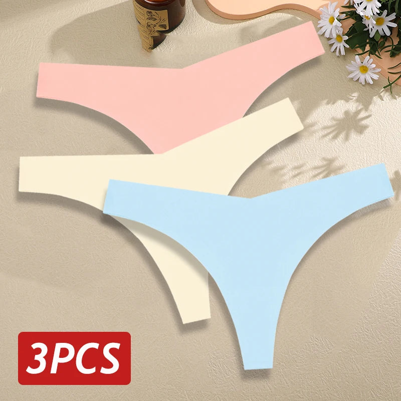 Seamless Thong Set for Women - Breathable V Waist G-String Panties in Solid Colors - ZOOMNSTORE