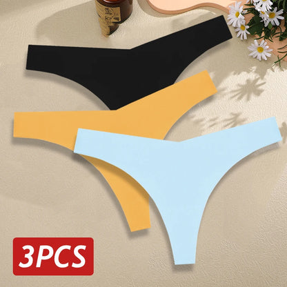 Seamless Thong Set for Women - Breathable V Waist G-String Panties in Solid Colors - ZOOMNSTORE