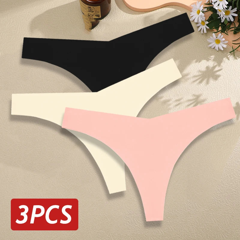 Seamless Thong Set for Women - Breathable V Waist G-String Panties in Solid Colors - ZOOMNSTORE