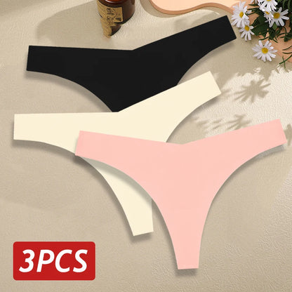 Seamless Thong Set for Women - Breathable V Waist G-String Panties in Solid Colors - ZOOMNSTORE