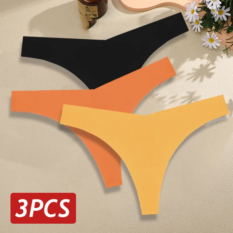 Seamless Thong Set for Women - Breathable V Waist G-String Panties in Solid Colors - ZOOMNSTORE