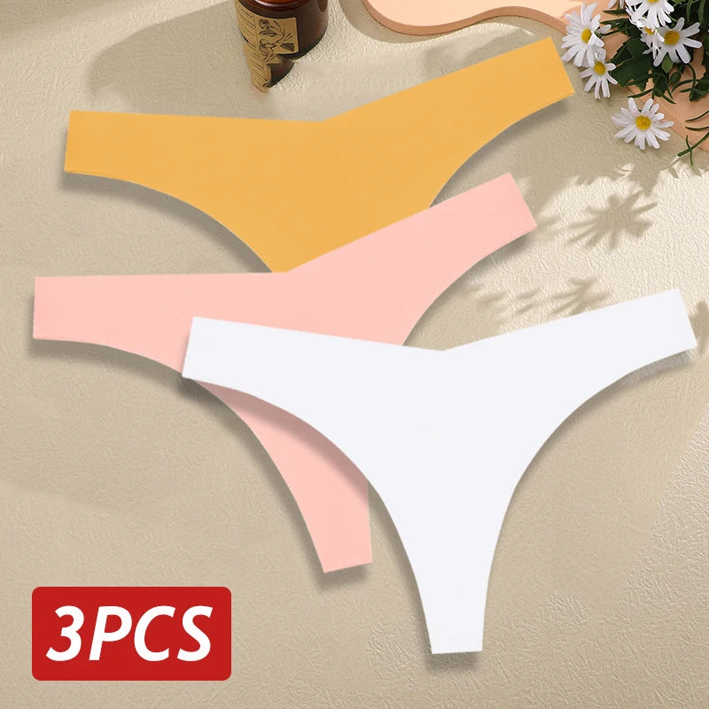 Seamless Thong Set for Women - Breathable V Waist G-String Panties in Solid Colors - ZOOMNSTORE