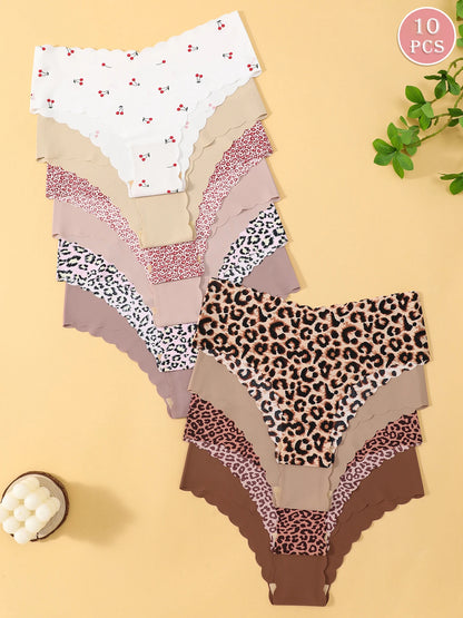 Seamless Triangle Panties - Women’s Soft Breathable Low-Rise Leopard Briefs - ZOOMNSTORE