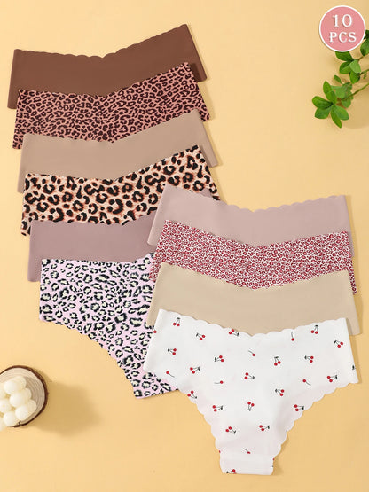 Seamless Triangle Panties - Women’s Soft Breathable Low-Rise Leopard Briefs - ZOOMNSTORE