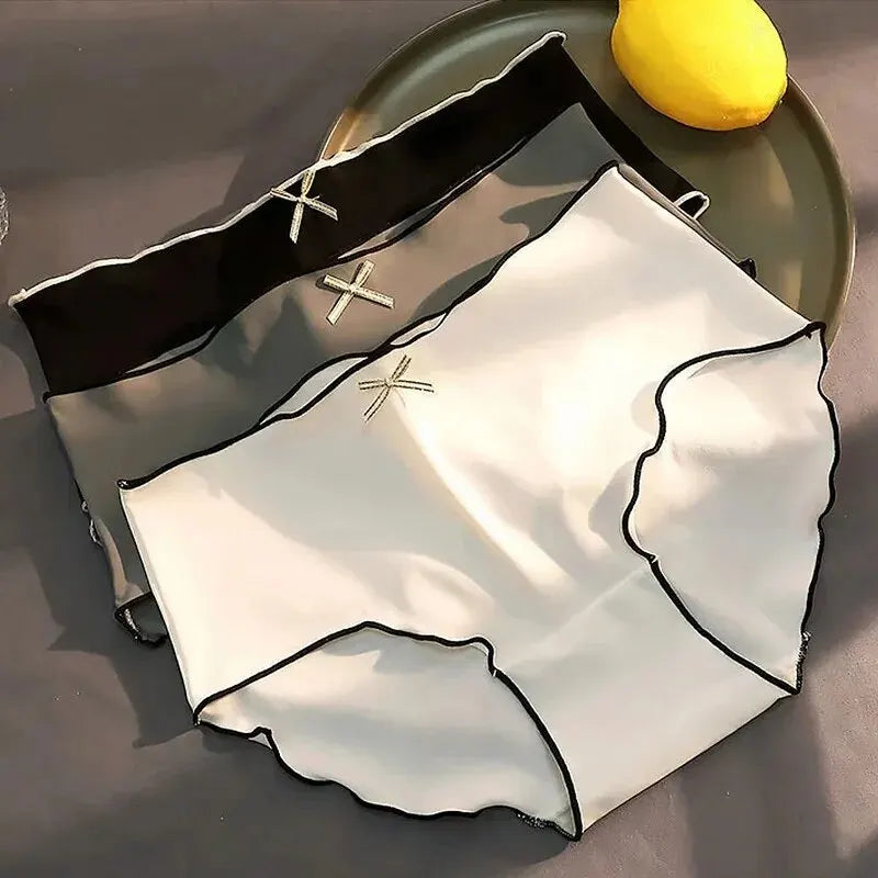 Seamless Triangle Underwear - 3pcs Pack Women's Antibacterial Ice Silk Low Waist Briefs - ZOOMNSTORE