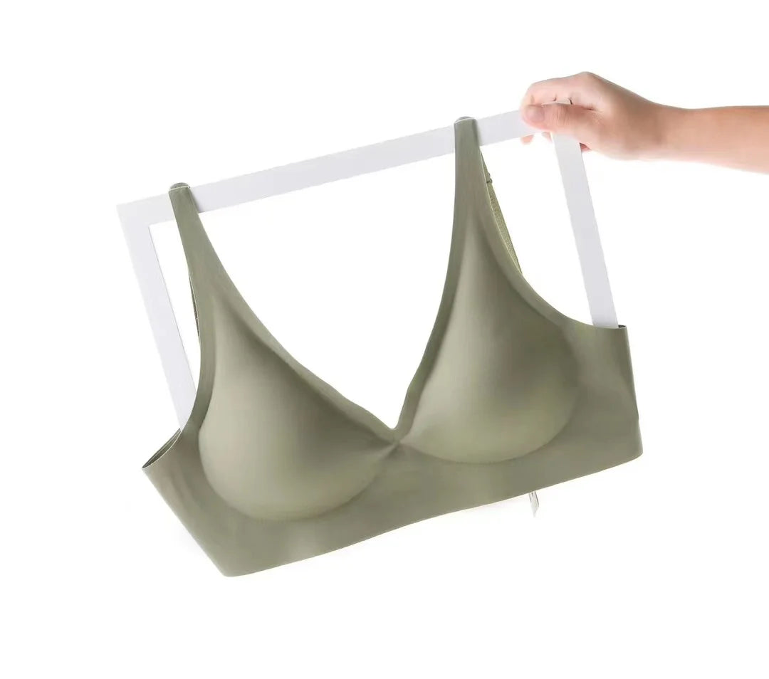 Seamless Wireless Bra - Wire Free, Deep V, Adjustable Strap, Soft Support Underwear - ZOOMNSTORE