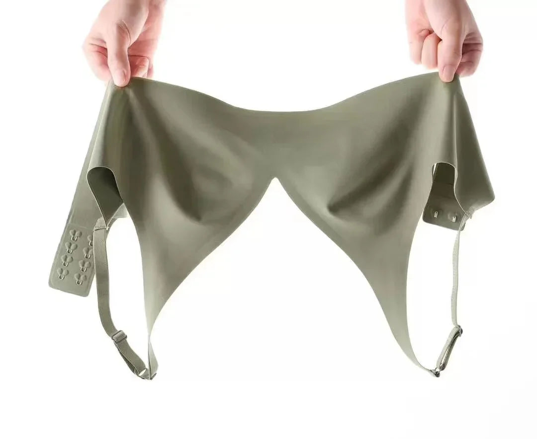 Seamless Wireless Bra - Wire Free, Deep V, Adjustable Strap, Soft Support Underwear - ZOOMNSTORE