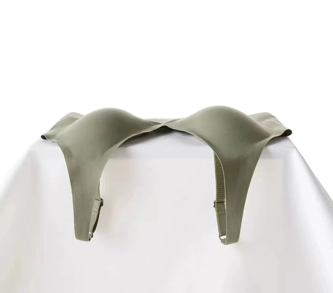 Seamless Wireless Bra - Wire Free, Deep V, Adjustable Strap, Soft Support Underwear - ZOOMNSTORE