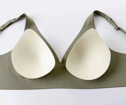 Seamless Wireless Bra - Wire Free, Deep V, Adjustable Strap, Soft Support Underwear - ZOOMNSTORE