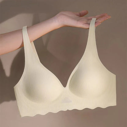 Seamless Women's Bra - Wire Free Push Up Striped Design With Adjustable Straps - ZOOMNSTORE