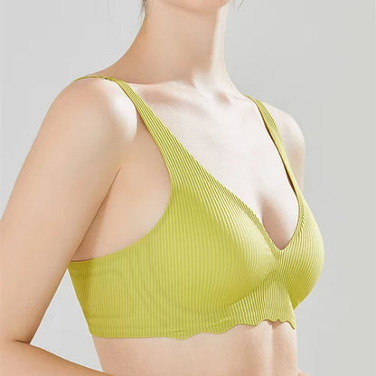 Seamless Women's Bra - Wire Free Push Up Striped Design With Adjustable Straps - ZOOMNSTORE