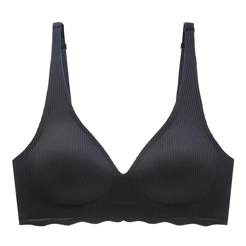 Seamless Women's Bra - Wire Free Push Up Striped Design With Adjustable Straps - ZOOMNSTORE