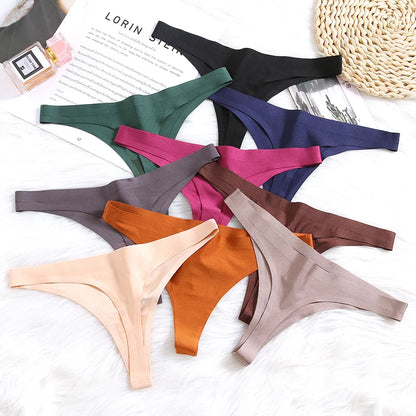 Seamless Women's Panties - Low-Rise Nylon Spandex Breathable G-Strings | Comfortable Thong Underwear - ZOOMNSTORE