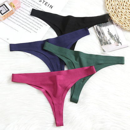 Seamless Women's Panties - Low-Rise Nylon Spandex Breathable G-Strings | Comfortable Thong Underwear - ZOOMNSTORE