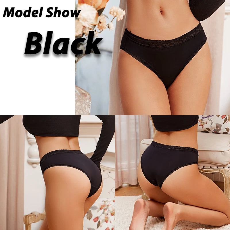Seamless Women's Panties - Low Waist Briefs With Lace Edge | Ice Silk Comfort - ZOOMNSTORE