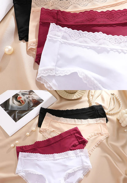 Seamless Women's Panties - Low Waist Briefs With Lace Edge | Ice Silk Comfort - ZOOMNSTORE