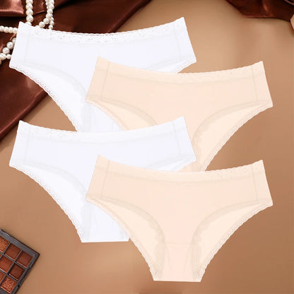 Seamless Women's Panties - Low Waist Briefs With Lace Edge | Ice Silk Comfort - ZOOMNSTORE
