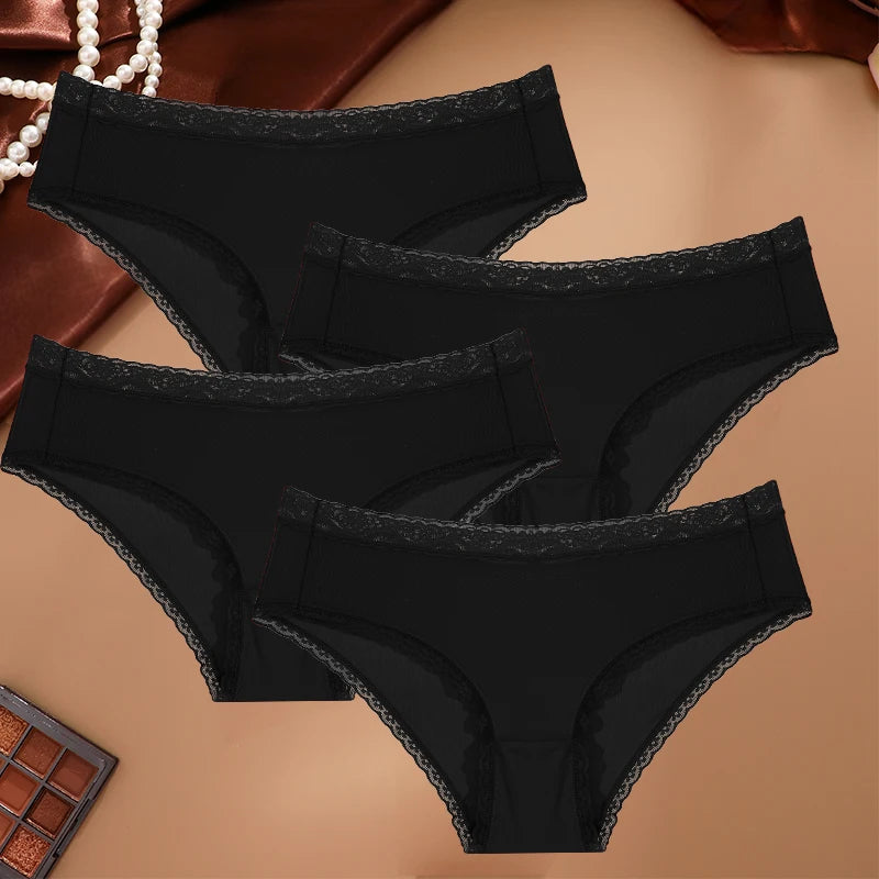 Seamless Women's Panties - Low Waist Briefs With Lace Edge | Ice Silk Comfort - ZOOMNSTORE