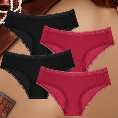 Seamless Women's Panties - Low Waist Briefs With Lace Edge | Ice Silk Comfort - ZOOMNSTORE