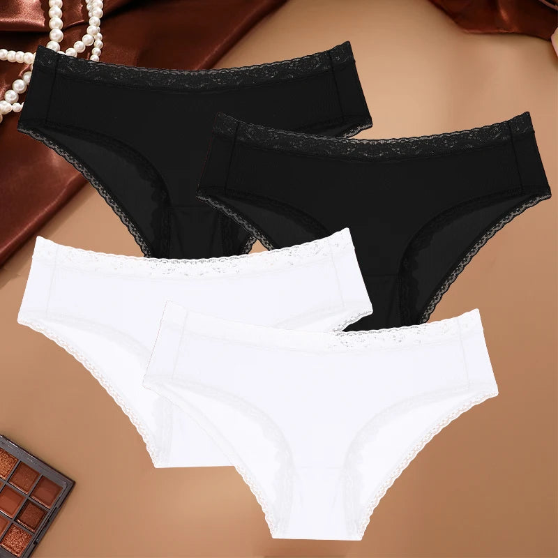 Seamless Women's Panties - Low Waist Briefs With Lace Edge | Ice Silk Comfort - ZOOMNSTORE