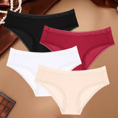 Seamless Women's Panties - Low Waist Briefs With Lace Edge | Ice Silk Comfort - ZOOMNSTORE