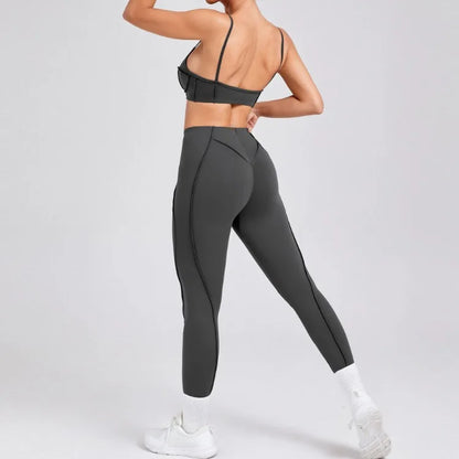 Seamless Yoga Sets – High Waist Leggings & Backless Bra Suit | Breathable Fitness Wear - ZOOMNSTORE