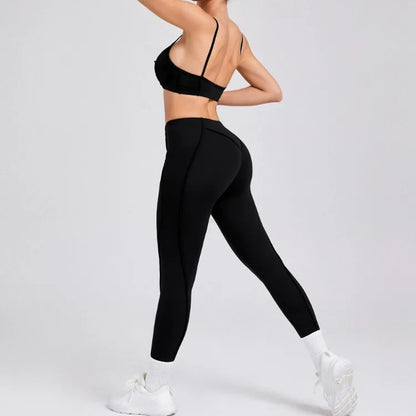 Seamless Yoga Sets – High Waist Leggings & Backless Bra Suit | Breathable Fitness Wear - ZOOMNSTORE