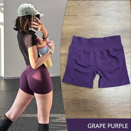 Seamless Yoga Shorts - Ribbed Butt Lifting Scrunch Bum Gym Shorts for Women Workout - ZOOMNSTORE