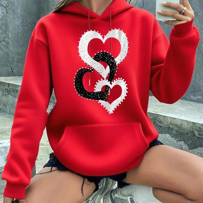 Women's Autumn and Winter Loose Casual Comfortable Letter Printed Thick Long-Sleeved Round Neck Hoodie Pullover