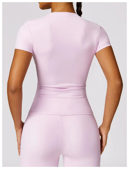 Women Yoga Top - Seamless Sport Shirt | Breathable Short Sleeve Gym Tee