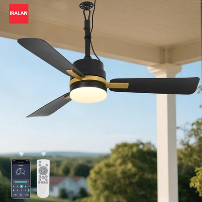 Sealing Led Ceiling Fan with Light Remote Control EU/US Standard Black/Gold Ceiling Lamp Fan 105cm Electric Fan Light Fixture