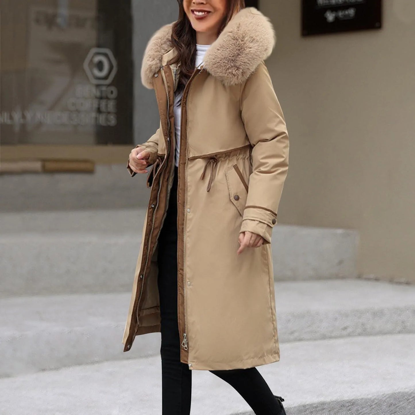 Korean Style Cotton Jacket – Women Winter Coat | Mid Length Zipper Closure Jacket