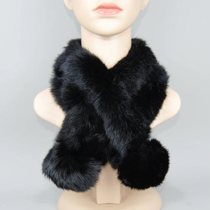 Rabbit Fur Scarf - Genuine Real Natural Fur Muffler for Women Winter Warmth