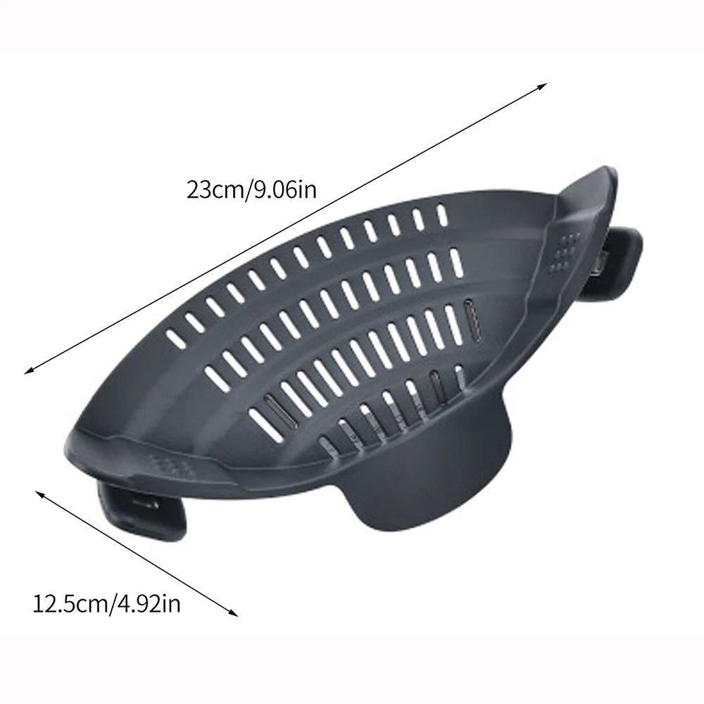 Silicone Clip-On Kitchen Strainer - Pasta Noodle  Vegetable Colander Gadget