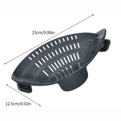 Silicone Clip-On Kitchen Strainer - Pasta Noodle  Vegetable Colander Gadget