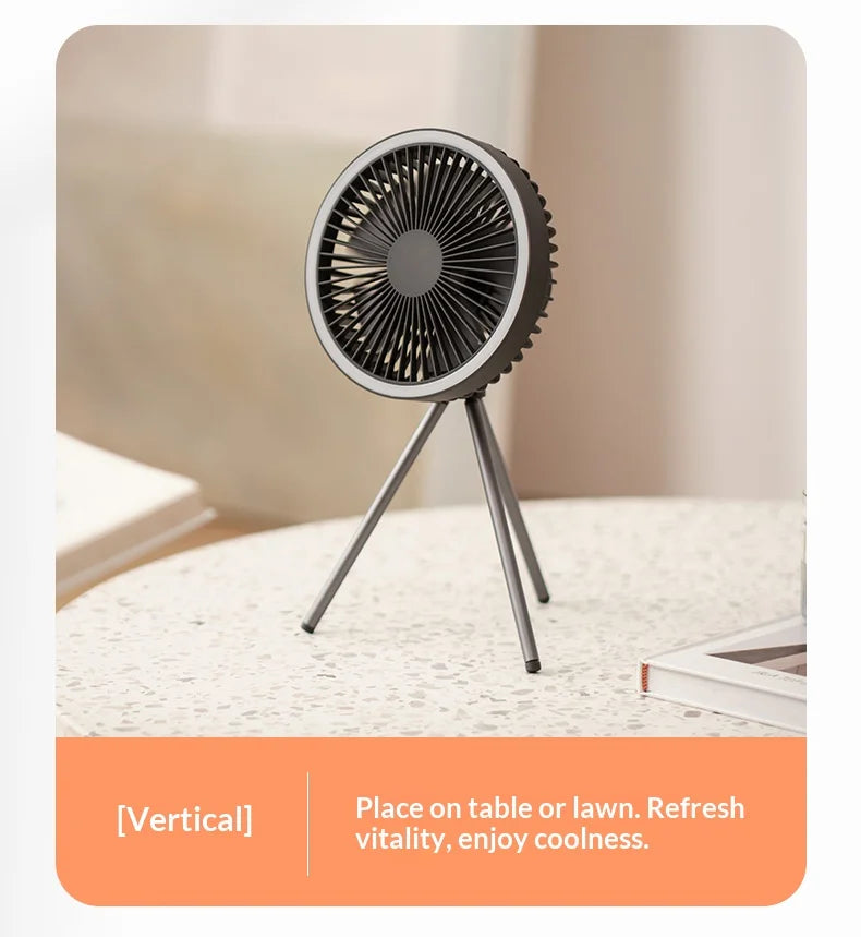 HOMEFISH Portable Rechargeable Camping Fan 4000mAh 10000mAh Wireless Ceiling Desktop Fan with Power Bank LED Light