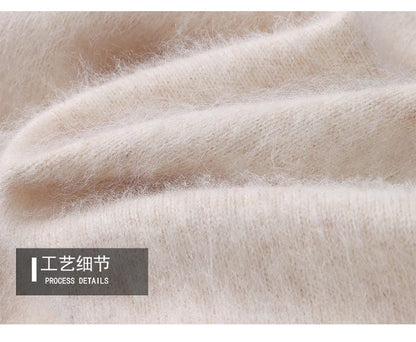 Men's 100% Pure Mink Cashmere Sweater V-neck Pullover Knit Bottoming Shirt Autumn And Winter New Long-Sleeve High-End Mink Tops
