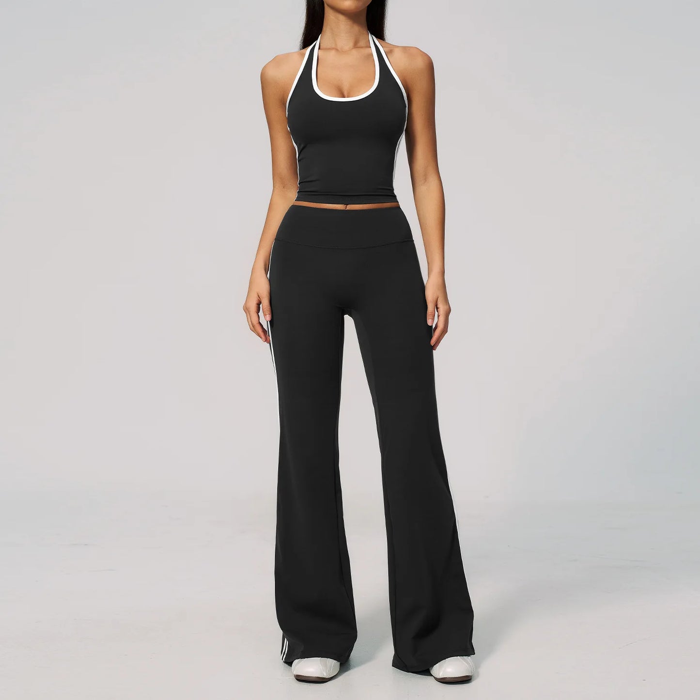 2 Pieces Workout Suit Women Yoga Outfits Athletic Wear Shockproof Halter Sports Bra High Waist Butt Lift Yoga Pants Fitness Suit