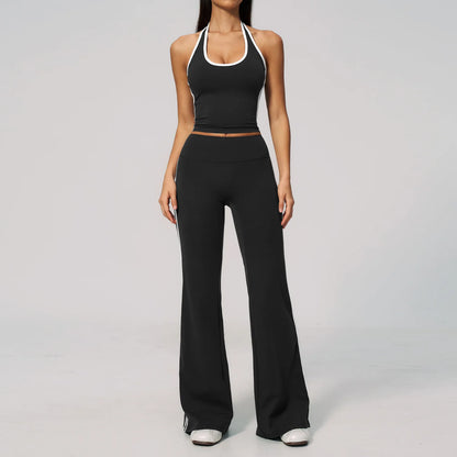 2 Pieces Workout Suit Women Yoga Outfits Athletic Wear Shockproof Halter Sports Bra High Waist Butt Lift Yoga Pants Fitness Suit