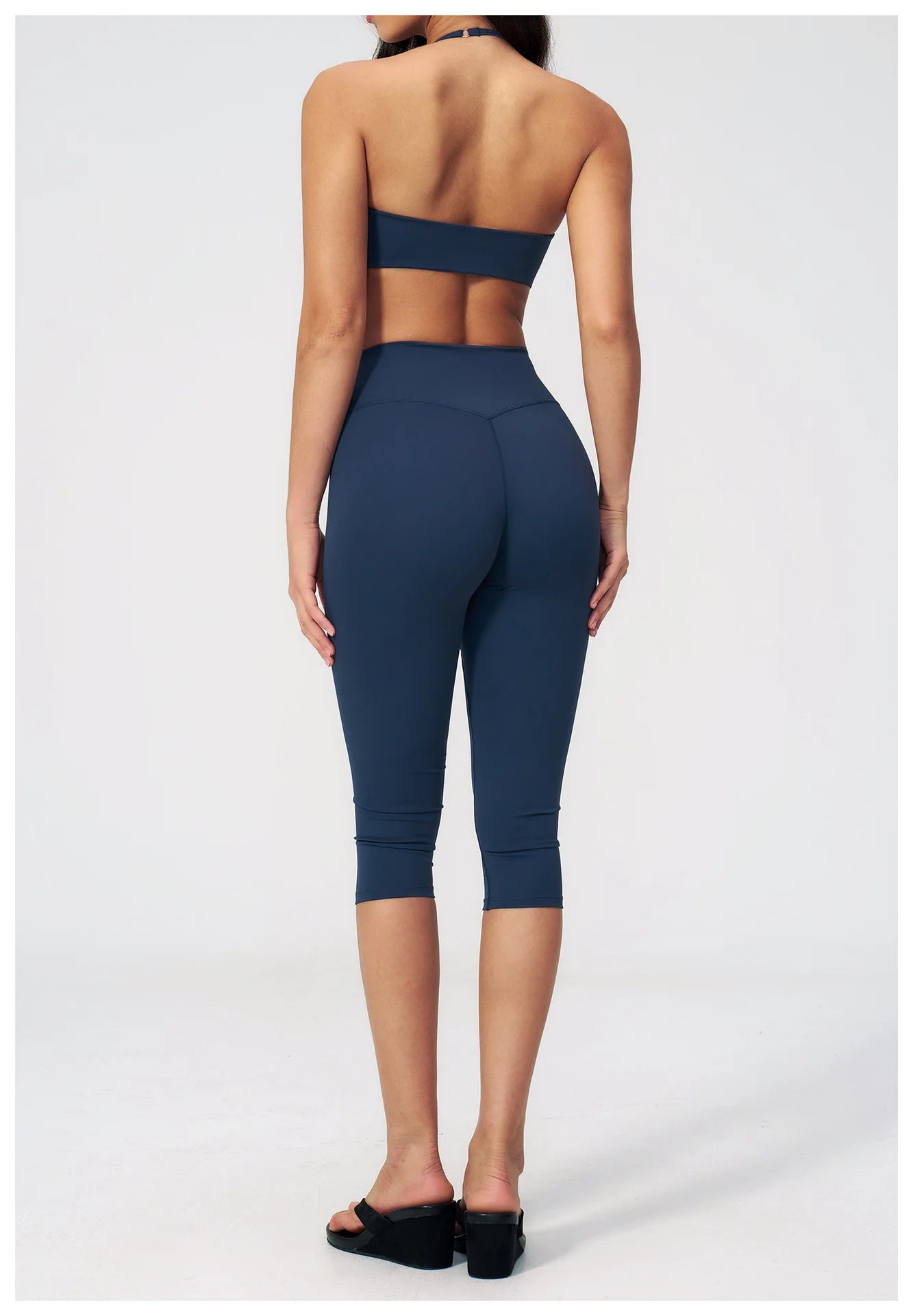 Women 2 Piece Yoga Set High Waist Capri Leggings Sports Bra Crop Top Workout Gym Athletic Outfits Female Fitness Activewear Suit