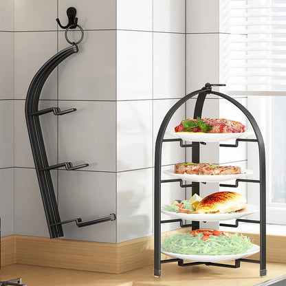 Kitchen Storage Rack | Wall Mounted Rust Proof Rack, Foldable Side Dish Organizer with Drawer
