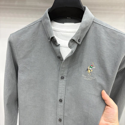 Spring and Autumn New 100% Cotton Long Sleeve Shirt for Men's Business, Leisure, Skin Friendly, Comfortable Collar Shirt Coat