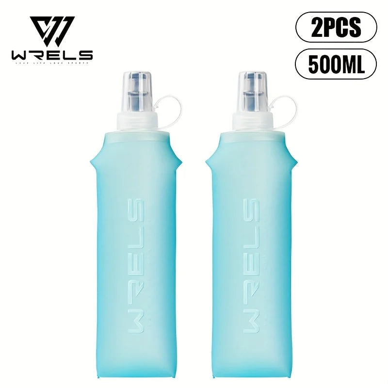WRELS Soft Water Bottle Collapsible Soft Flask TPU Running Water Bottle Foldable Water Bag BPA-Free Sports Soft Water Flask