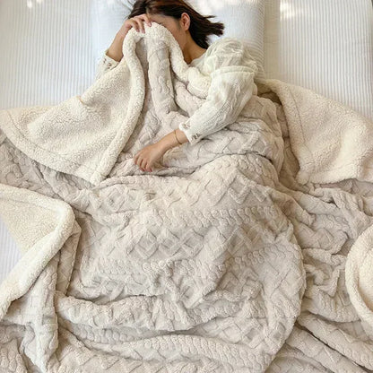 Soft Woolen Blanket - Warm Lamb Velvet Flannel Cover for Bedding Sofa and Office Use - ZOOMNSTORE