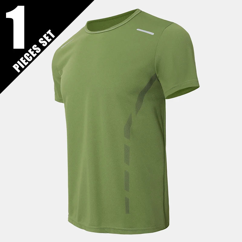 Men's Quick-Dry Sports Shirt – Multicolor Summer Running Badminton Tee with Reflective Strip